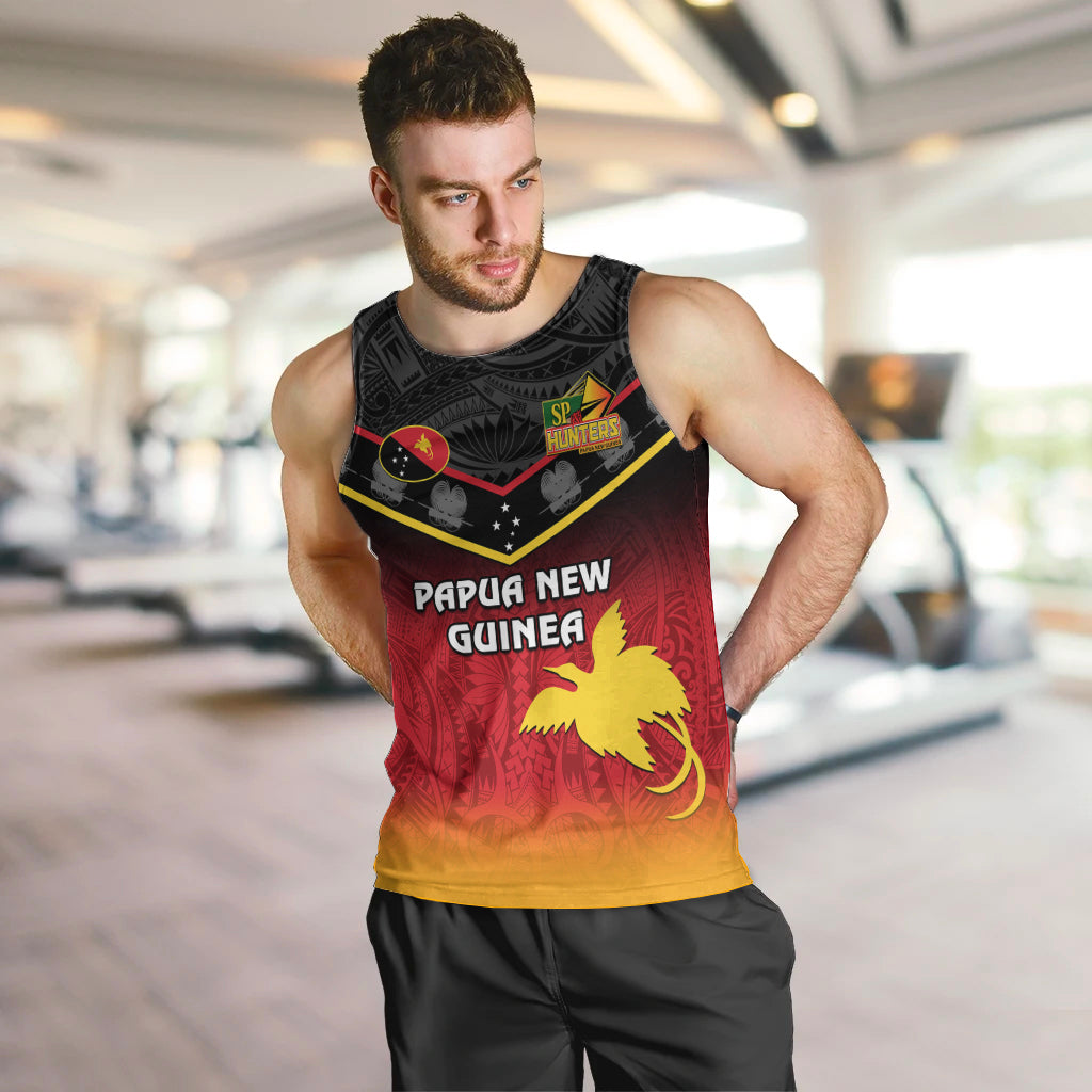 Papua New Guinea Rugby Men Tank Top PNG Hunters Polynesian Black LT14 - Polynesian Pride