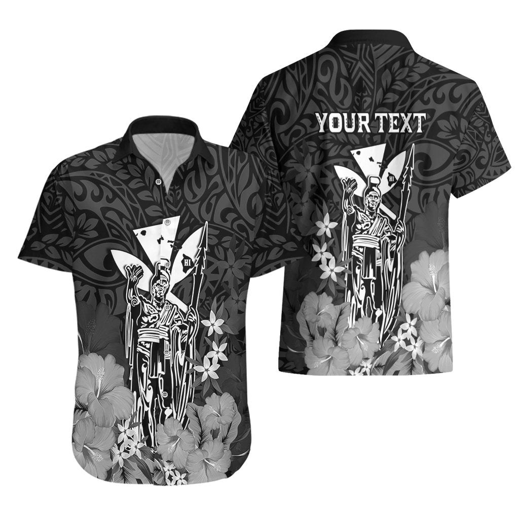 Personalised King Kamehameha Day Hawaii Hawaiian Shirt Polynesia Tribal Kanaka And Hibiscus Black LT14 - Polynesian Pride
