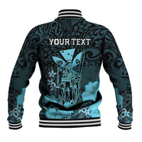 Personalised King Kamehameha Day Hawaii Baseball Jacket Polynesia Tribal Kanaka And Hibiscus Turquoise LT14 - Polynesian Pride