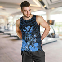 Personalised King Kamehameha Day Hawaii Men Tank Top Polynesia Tribal Kanaka And Hibiscus Blue LT14 - Polynesian Pride