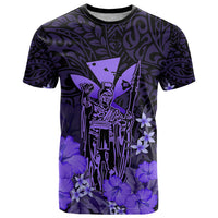 Custom King Kamehameha Day Hawaii T Shirt Polynesia Tribal Kanaka And Hibiscus Purple LT14 Purple - Polynesian Pride
