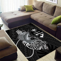 Guam Blue Marlin Fishing Area Rug Guahan Fish Hook Tattoo Black Version