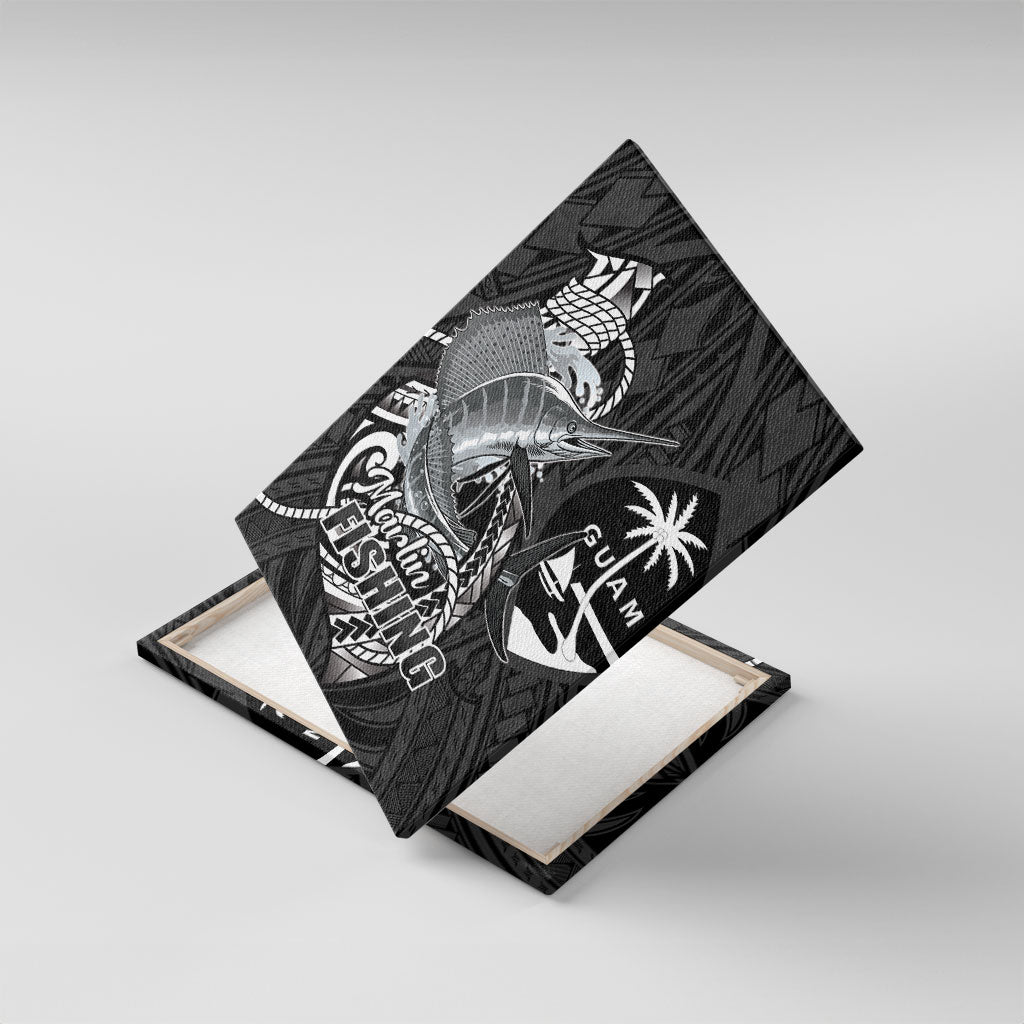 Guam Blue Marlin Fishing Canvas Wall Art Guahan Fish Hook Tattoo Black Version