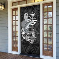 Guam Blue Marlin Fishing Door Cover Guahan Fish Hook Tattoo Black Version