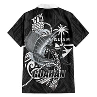 Guam Blue Marlin Fishing Family Matching Long Sleeve Bodycon Dress and Hawaiian Shirt Guahan Fish Hook Tattoo Black Version LT14 - Polynesian Pride