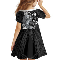 Guam Blue Marlin Fishing Family Matching Off Shoulder Maxi Dress and Hawaiian Shirt Guahan Fish Hook Tattoo Black Version LT14 - Polynesian Pride