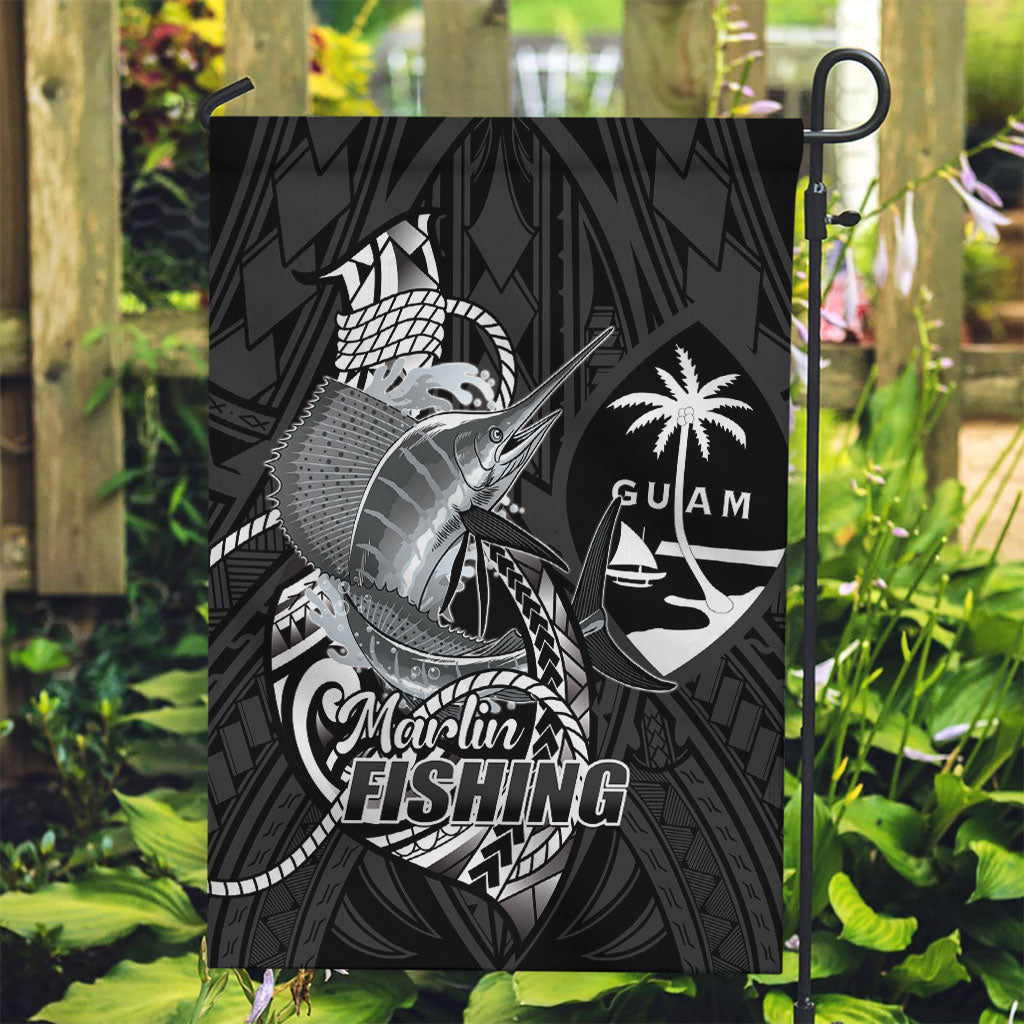 Guam Blue Marlin Fishing Garden Flag Guahan Fish Hook Tattoo Black Version