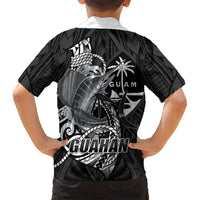 Guam Blue Marlin Fishing Hawaiian Shirt Guahan Fish Hook Tattoo Black Version