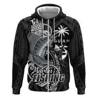 Guam Blue Marlin Fishing Hoodie Guahan Fish Hook Tattoo Black Version