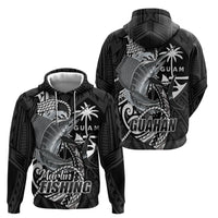 Guam Blue Marlin Fishing Hoodie Guahan Fish Hook Tattoo Black Version