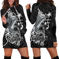 Guam Blue Marlin Fishing Hoodie Dress Guahan Fish Hook Tattoo Black Version