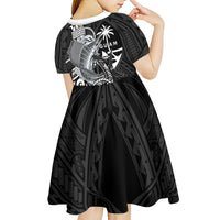 Guam Blue Marlin Fishing Kid Short Sleeve Dress Guahan Fish Hook Tattoo Black Version