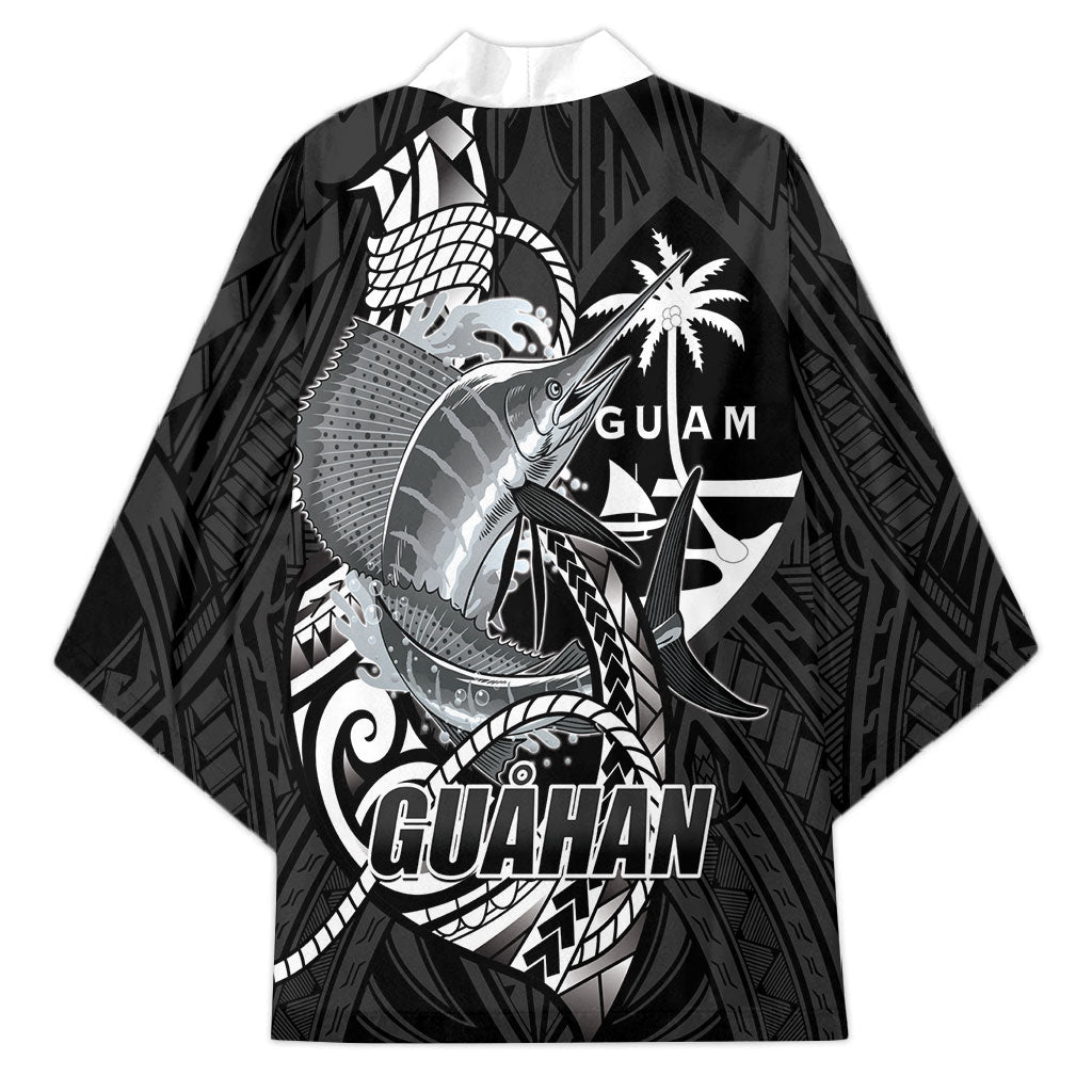 Guam Blue Marlin Fishing Kimono Guahan Fish Hook Tattoo Black Version