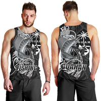 Guam Blue Marlin Fishing Men Tank Top Guahan Fish Hook Tattoo Black Version
