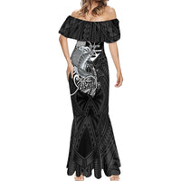 Guam Blue Marlin Fishing Mermaid Dress Guahan Fish Hook Tattoo Black Version