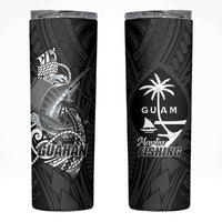 Guam Blue Marlin Fishing Skinny Tumbler Guahan Fish Hook Tattoo Black Version