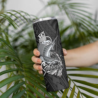 Guam Blue Marlin Fishing Skinny Tumbler Guahan Fish Hook Tattoo Black Version