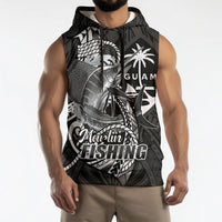 Guam Blue Marlin Fishing Sleeveless Hoodie Guahan Fish Hook Tattoo Black Version