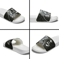 Guam Blue Marlin Fishing Slide Sandals Guahan Fish Hook Tattoo Black Version