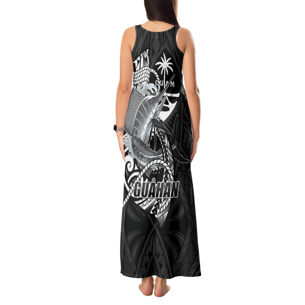 Guam Blue Marlin Fishing Tank Maxi Dress Guahan Fish Hook Tattoo Black Version