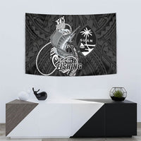 Guam Blue Marlin Fishing Tapestry Guahan Fish Hook Tattoo Black Version