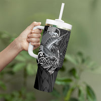 Guam Blue Marlin Fishing Tumbler With Handle Guahan Fish Hook Tattoo Black Version