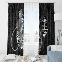 Guam Blue Marlin Fishing Window Curtain Guahan Fish Hook Tattoo Black Version