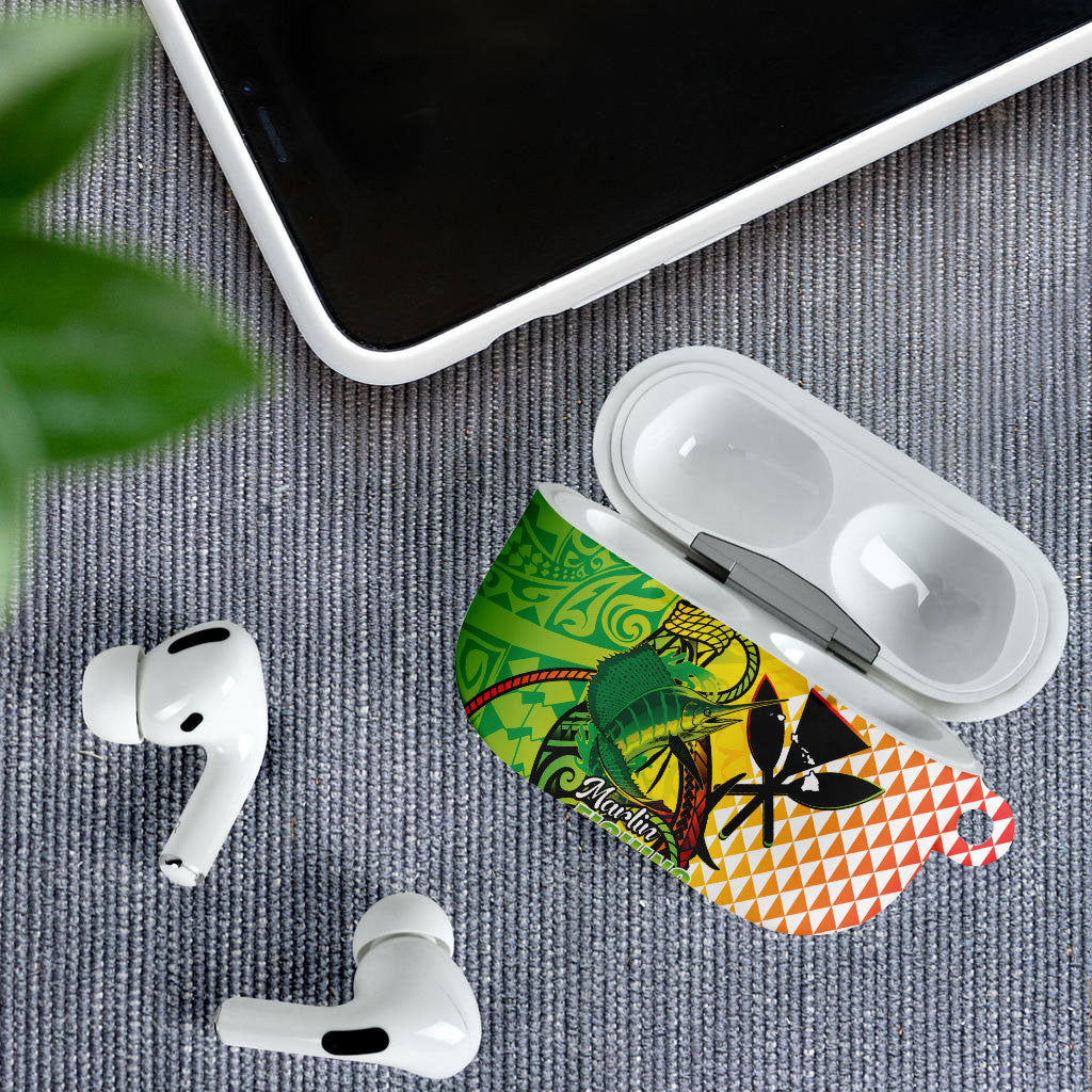Hawaii Blue Marlin Fishing AirPods Case Hawaiian Kanaka Kakau Reggae LT14 - Polynesian Pride