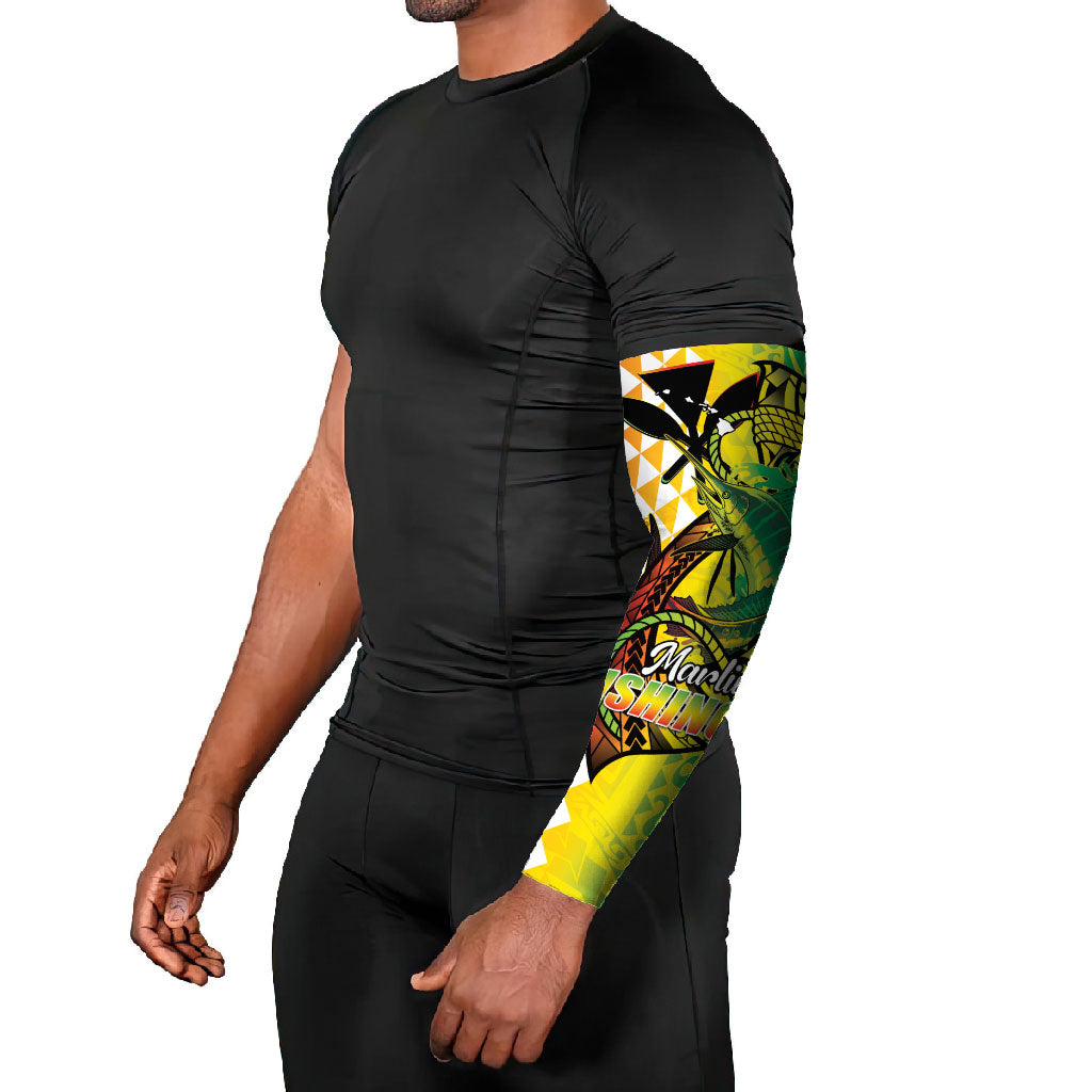 Hawaii Blue Marlin Fishing Arm Sleeves Hawaiian Kanaka Kakau Reggae