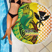 Hawaii Blue Marlin Fishing Beach Blanket Hawaiian Kanaka Kakau Reggae