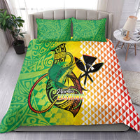 Hawaii Blue Marlin Fishing Bedding Set Hawaiian Kanaka Kakau Reggae