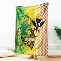 Hawaii Blue Marlin Fishing Blanket Hawaiian Kanaka Kakau Reggae