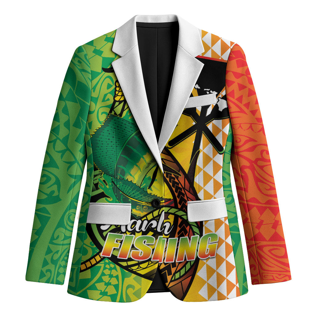 Hawaii Blue Marlin Fishing Blazer Hawaiian Kanaka Kakau Reggae