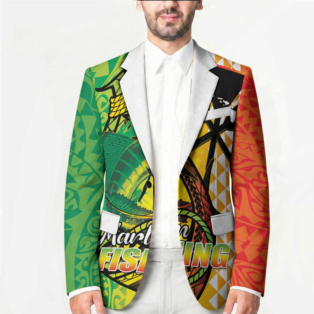 Hawaii Blue Marlin Fishing Blazer Hawaiian Kanaka Kakau Reggae