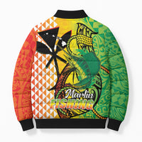 Hawaii Blue Marlin Fishing Bomber Puffer Jacket Hawaiian Kanaka Kakau Reggae