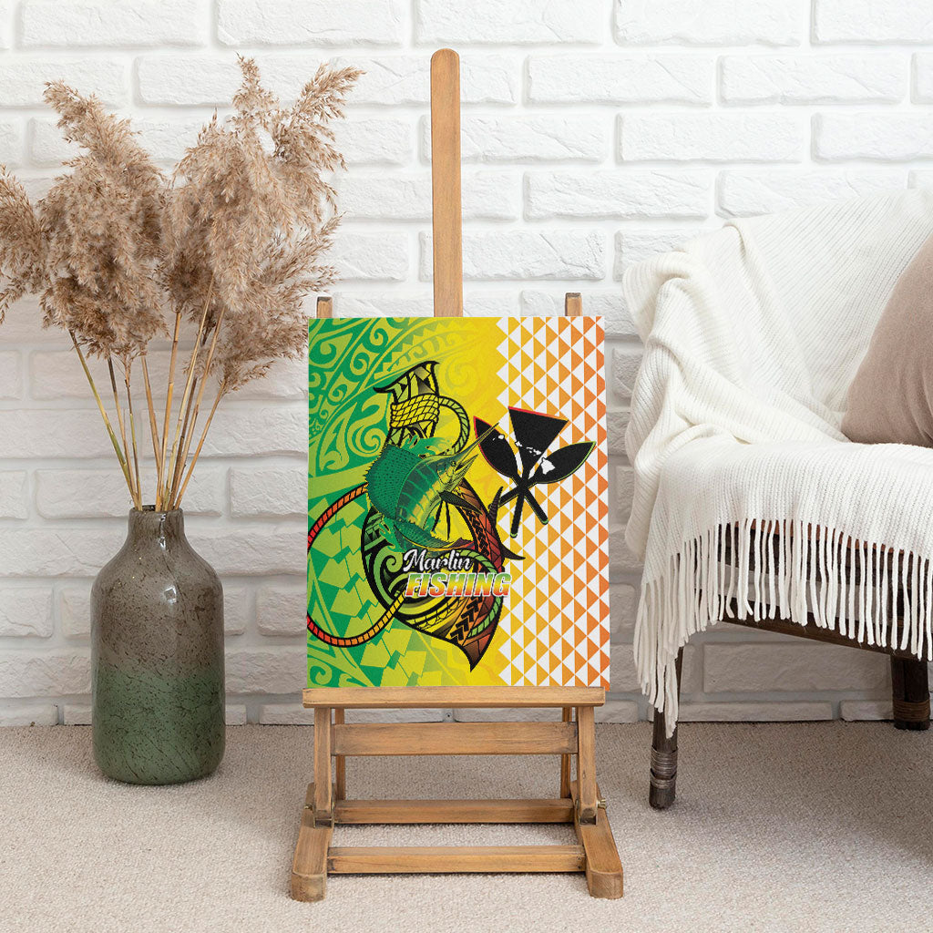Hawaii Blue Marlin Fishing Canvas Wall Art Hawaiian Kanaka Kakau Reggae
