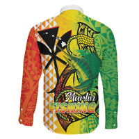 Hawaii Blue Marlin Fishing Family Matching Mermaid Dress and Hawaiian Shirt Hawaiian Kanaka Kakau Reggae LT14 - Polynesian Pride