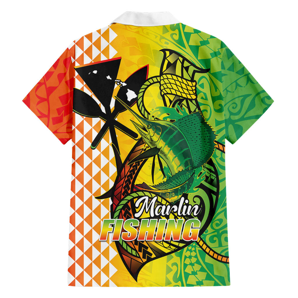 Hawaii Blue Marlin Fishing Family Matching Puletasi and Hawaiian Shirt Hawaiian Kanaka Kakau Reggae LT14 - Polynesian Pride