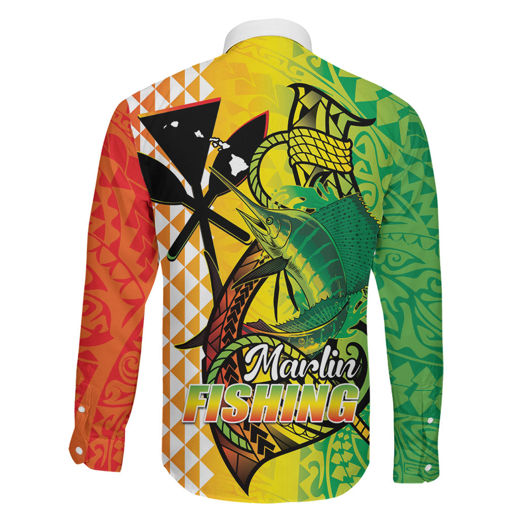 Hawaii Blue Marlin Fishing Family Matching Puletasi and Hawaiian Shirt Hawaiian Kanaka Kakau Reggae LT14 - Polynesian Pride