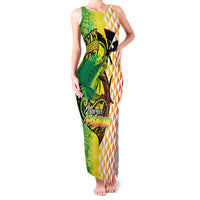 Hawaii Blue Marlin Fishing Family Matching Tank Maxi Dress and Hawaiian Shirt Hawaiian Kanaka Kakau Reggae LT14 Mom's Dress Reggae - Polynesian Pride