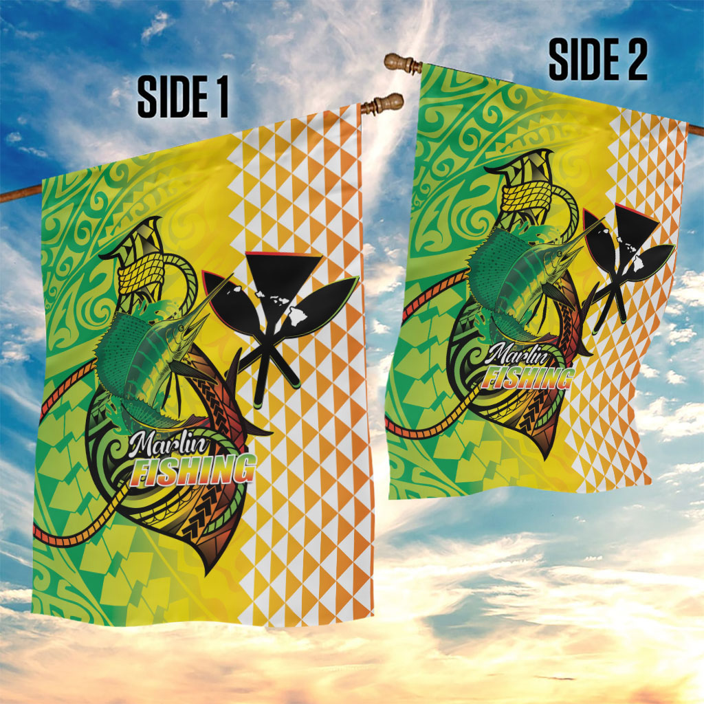 Hawaii Blue Marlin Fishing Garden Flag Hawaiian Kanaka Kakau Reggae