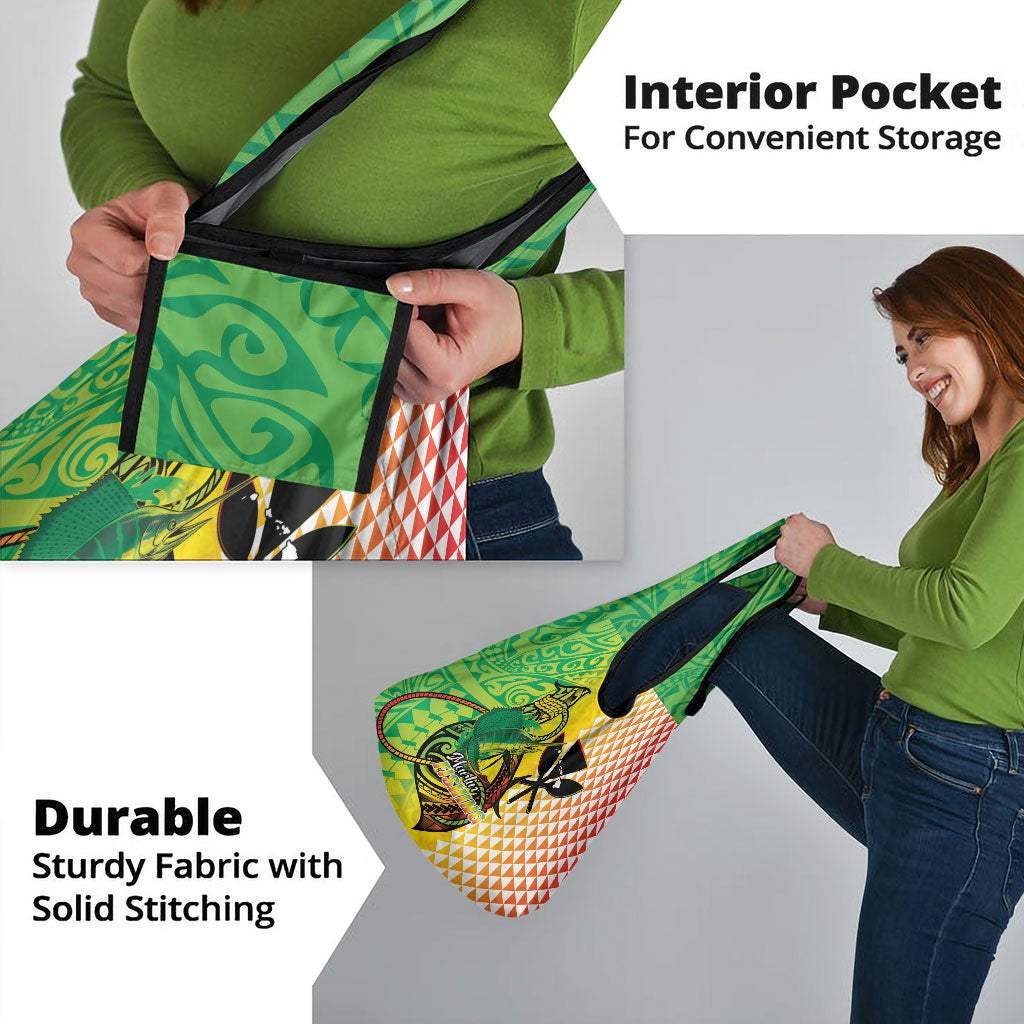 Hawaii Blue Marlin Fishing Grocery Bag Hawaiian Kanaka Kakau Reggae