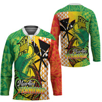 Hawaii Blue Marlin Fishing Hockey Jersey Hawaiian Kanaka Kakau Reggae