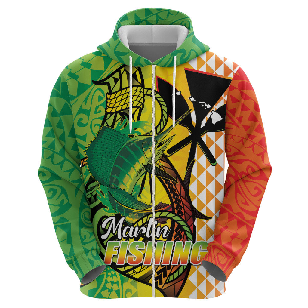 Hawaii Blue Marlin Fishing Hoodie Hawaiian Kanaka Kakau Reggae