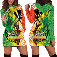 Hawaii Blue Marlin Fishing Hoodie Dress Hawaiian Kanaka Kakau Reggae