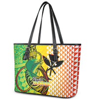 Hawaii Blue Marlin Fishing Leather Tote Bag Hawaiian Kanaka Kakau Reggae