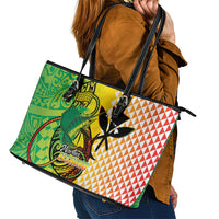 Hawaii Blue Marlin Fishing Leather Tote Bag Hawaiian Kanaka Kakau Reggae