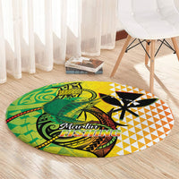 Hawaii Blue Marlin Fishing Round Carpet Hawaiian Kanaka Kakau Reggae