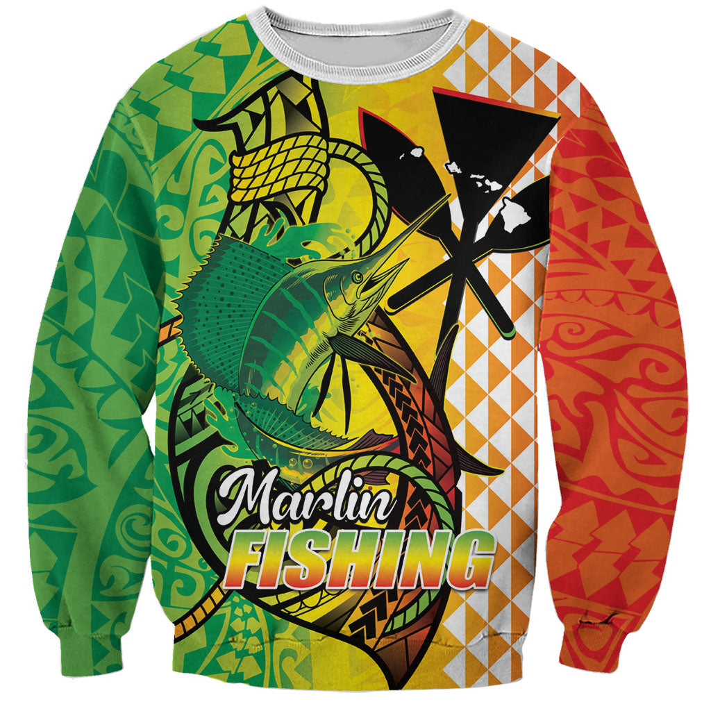 Hawaii Blue Marlin Fishing Sweatshirt Hawaiian Kanaka Kakau Reggae