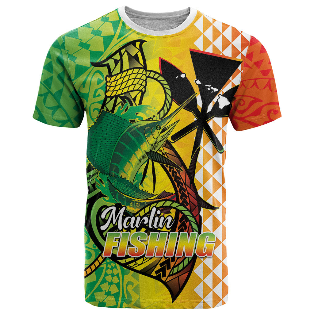 Hawaii Blue Marlin Fishing T Shirt Hawaiian Kanaka Kakau Reggae